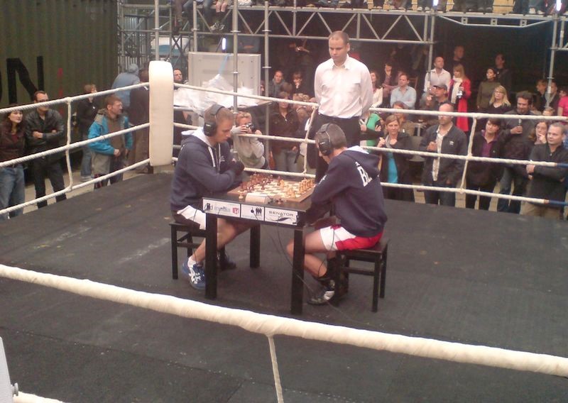 Chess boxing, or chessboxing, combines both into a single sport